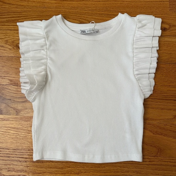Zara White Ruffle Top - Picture 2 of 5